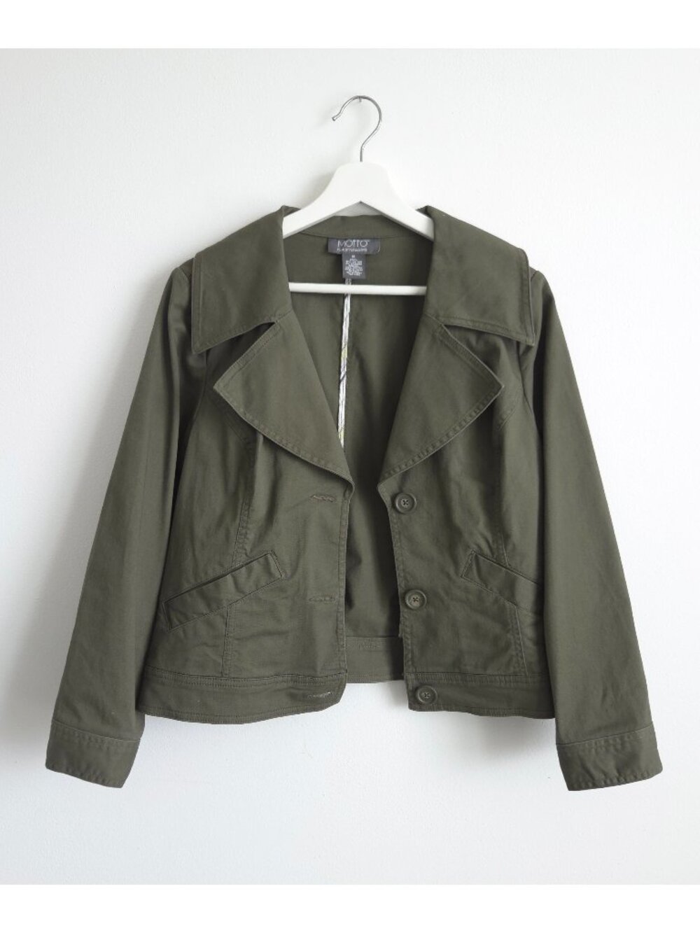 Military Olive Cargo Button Front Spring Jacket